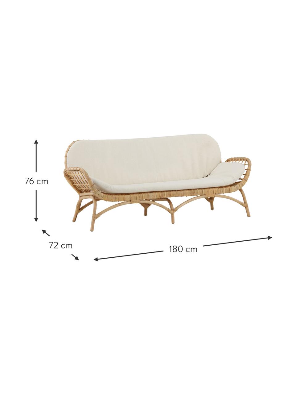 Canapé lounge de jardin 2 places en rotin Moana, Tissu beige, rotin, larg. 180 x haut. 76 cm