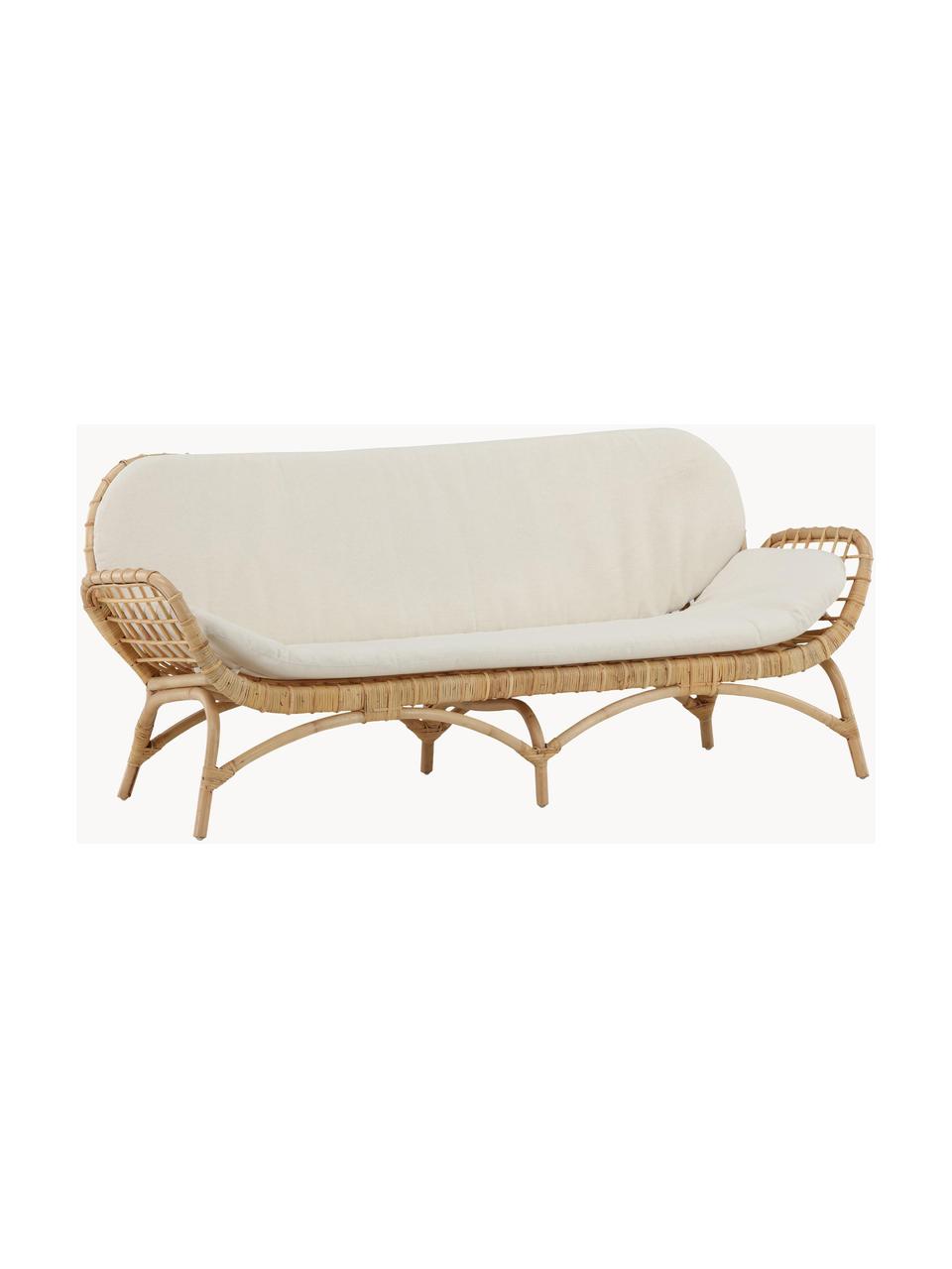 Tuin loungebank (2-zits) Moana van rotan, Bekleding: 100% polyester, Poten: rotan, Geweven stof beige, rotan, B 180 x H 76 cm