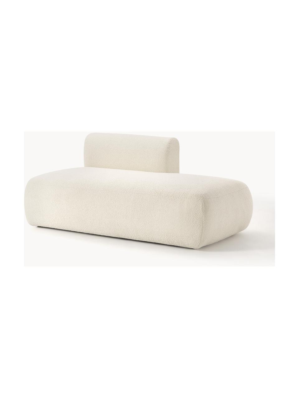 Pouf componibile in teddy Sofia, Rivestimento: teddy (100% polipropilene, Struttura: legno di abete rosso, tru, Piedini: plastica Il materiale uti, Teddy bianco latte, Larg. 159 x Prof. 103 cm, schienale a sinistra