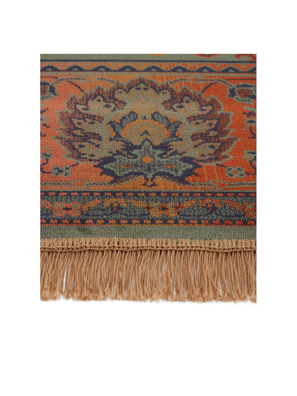 Teppich Bid mit Blumenmuster im Orient Style, Flor: 38% Rayon, 26% Baumwolle,, Grüntöne, Rottöne, Blau, Beige, B 200 x L 300 cm (Größe L)