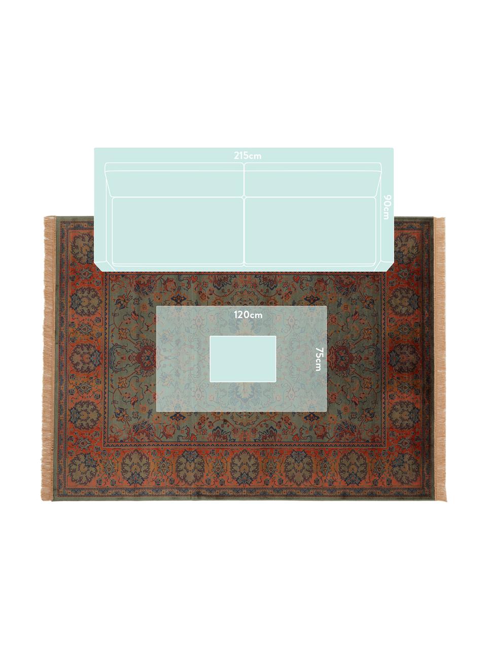 Teppich Bid mit Blumenmuster im Orient Style, Flor: 38% Rayon, 26% Baumwolle,, Grüntöne, Rottöne, Blau, Beige, B 200 x L 300 cm (Grösse L)