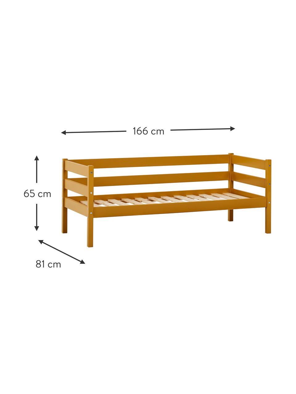 Kinderbett Eco Comfort aus Kiefernholz, 70 x 160 cm, Massives Kiefernholz, FSC-zertifiziert, Schichtholz, Gelb, B 70 x L 160 cm
