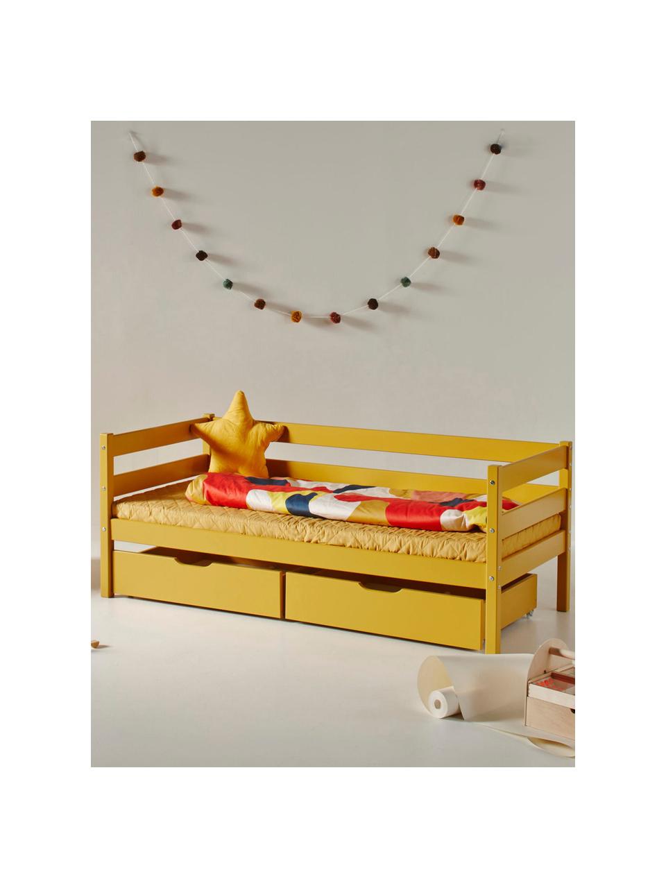 Lit en bois de pin pour enfant Eco Comfort, 70 x 160 cm, Bois de pin massif, certifié FSC, contreplaqué, Pin brun clair laqué, larg. 70 x long. 160 cm