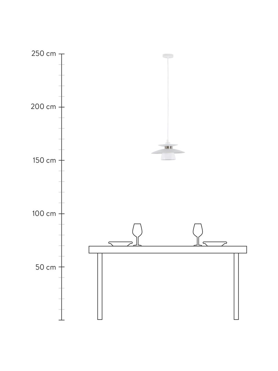 Kleine hanglamp Brenda, Lampenkap: gelakt metaal, Baldakijn: gelakt metaal, Wit, Ø 32  x H 19 cm
