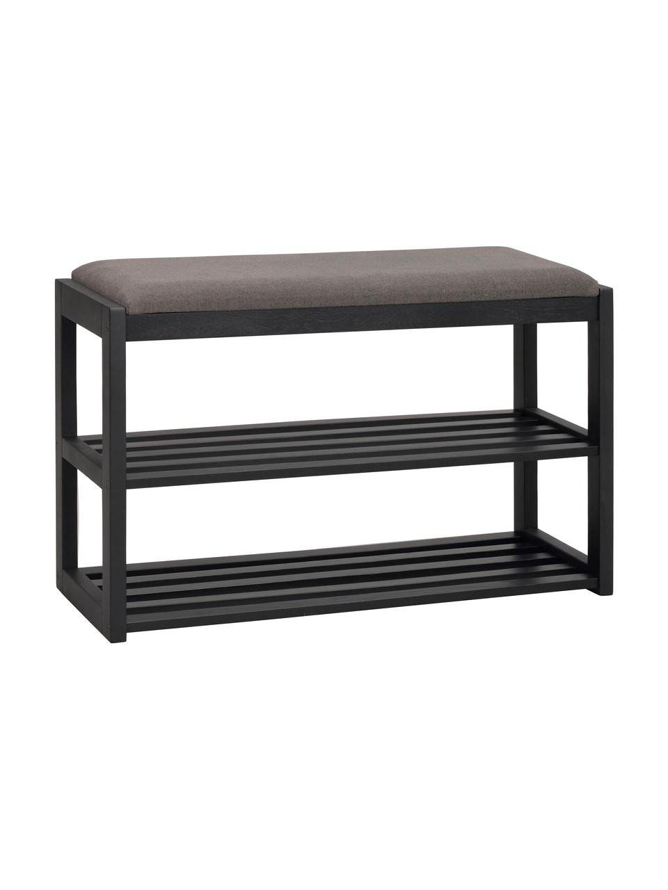 Banco zapatero en roble Confetti, Asiento: tejido, Estructura: madera de roble maciza ac, Negro, tela gris oscuro, An 80 x Al 52 cm