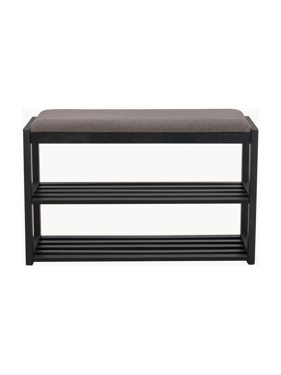 Banc avec rangement en chêne Confetti, Noir, gris foncé, larg. 80 x haut. 52 cm