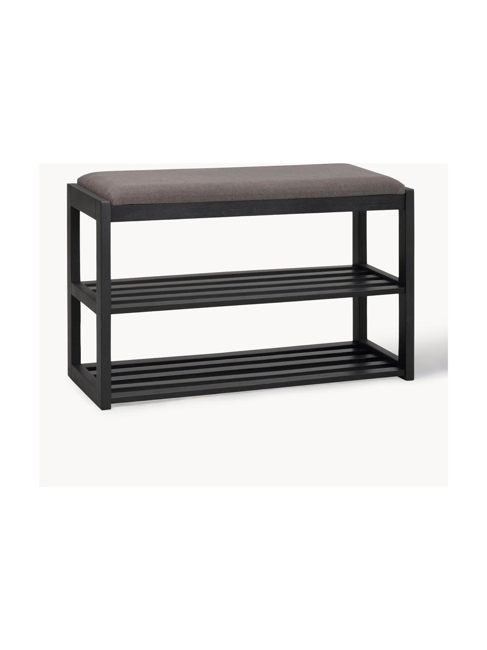 Banc avec rangement en chêne Confetti, Noir, gris foncé, larg. 80 x haut. 52 cm