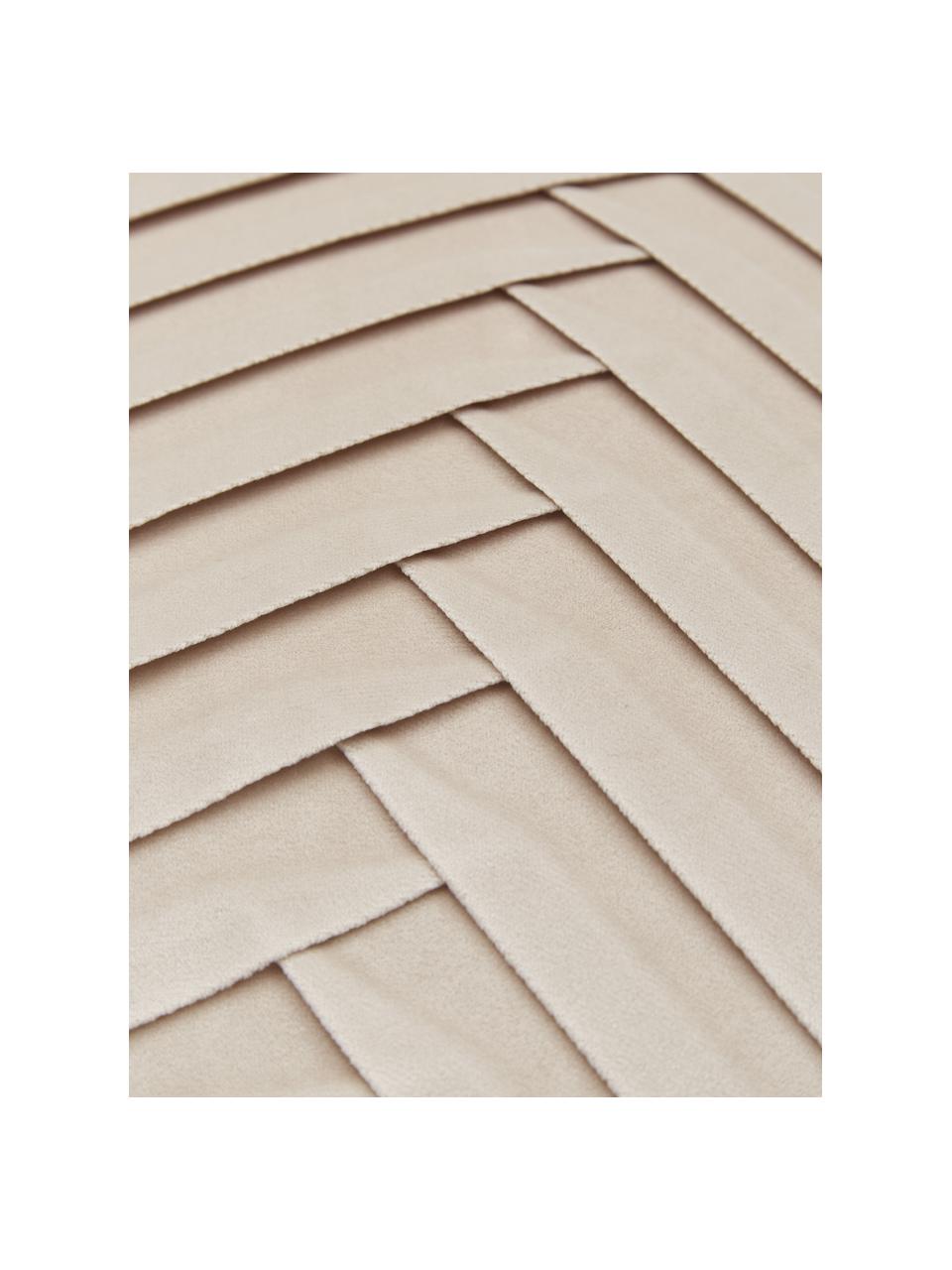 Samt-Kissenhülle Lucie mit Struktur-Oberfläche, 100 % Samt (Polyester), Beige, B 45 x L 45 cm