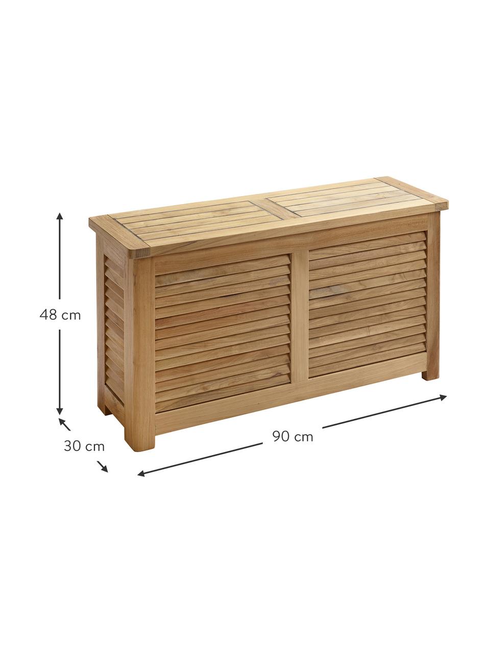 Schmale Auflagentruhe Storage aus Holz, Korpus: Teakholz, geschliffen, Teak, B 90 x H 48 cm