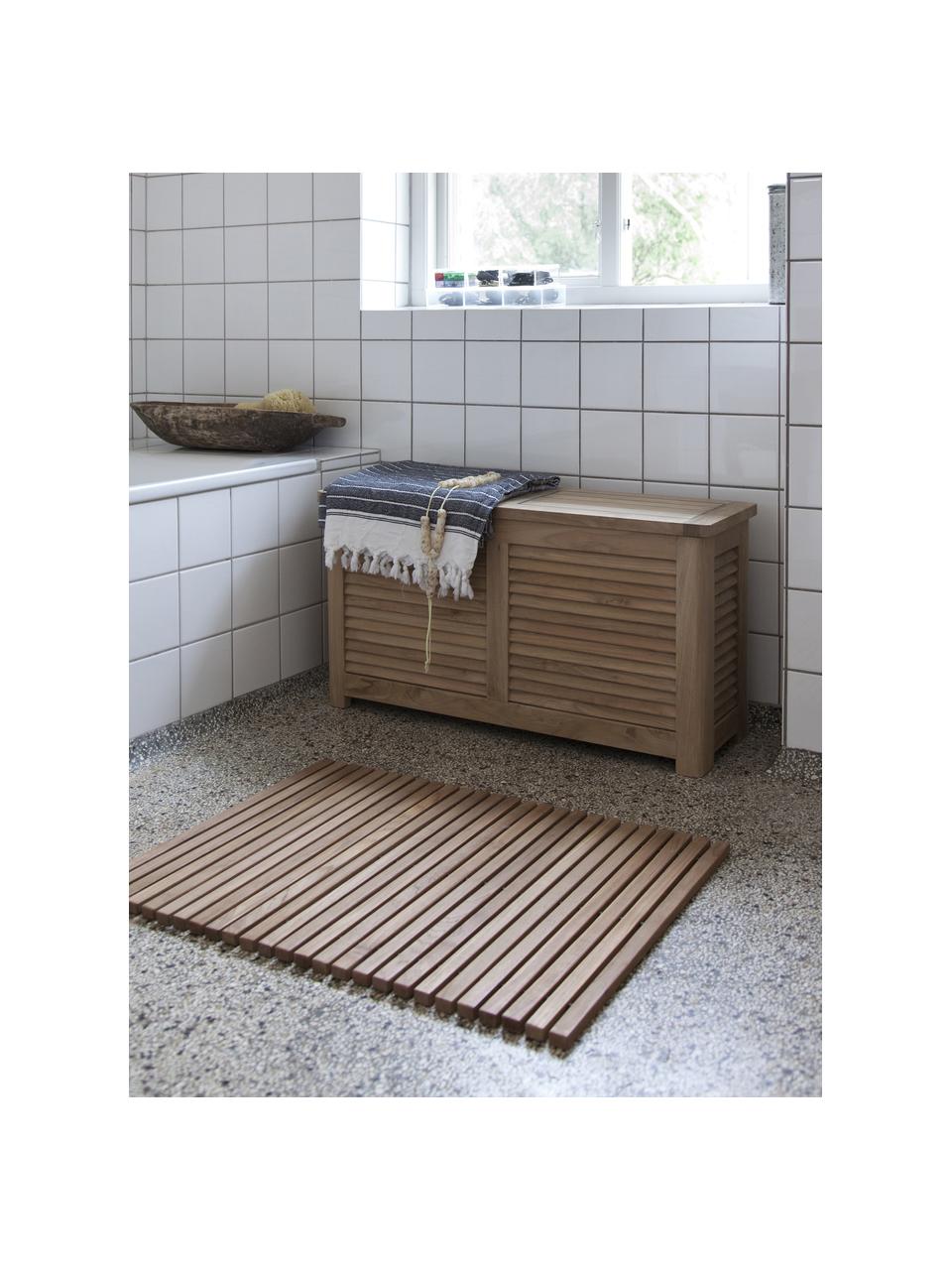 Coffre de jardin en bois de teck Storage, Teck, larg. 90 x haut. 48 cm