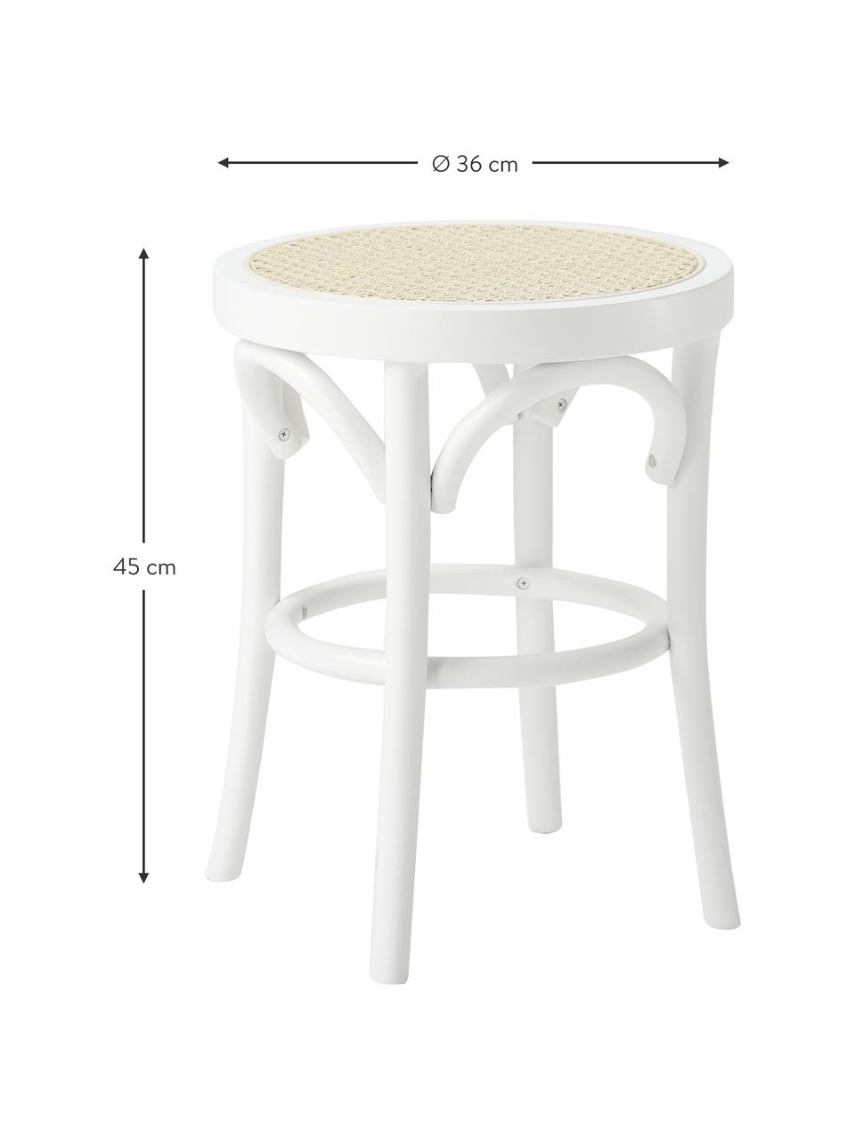 Sgabello con intreccio viennese Franz, Seduta: rattan, Struttura: legno di faggio massiccio, Bianco, Ø 36 x Alt. 45 cm