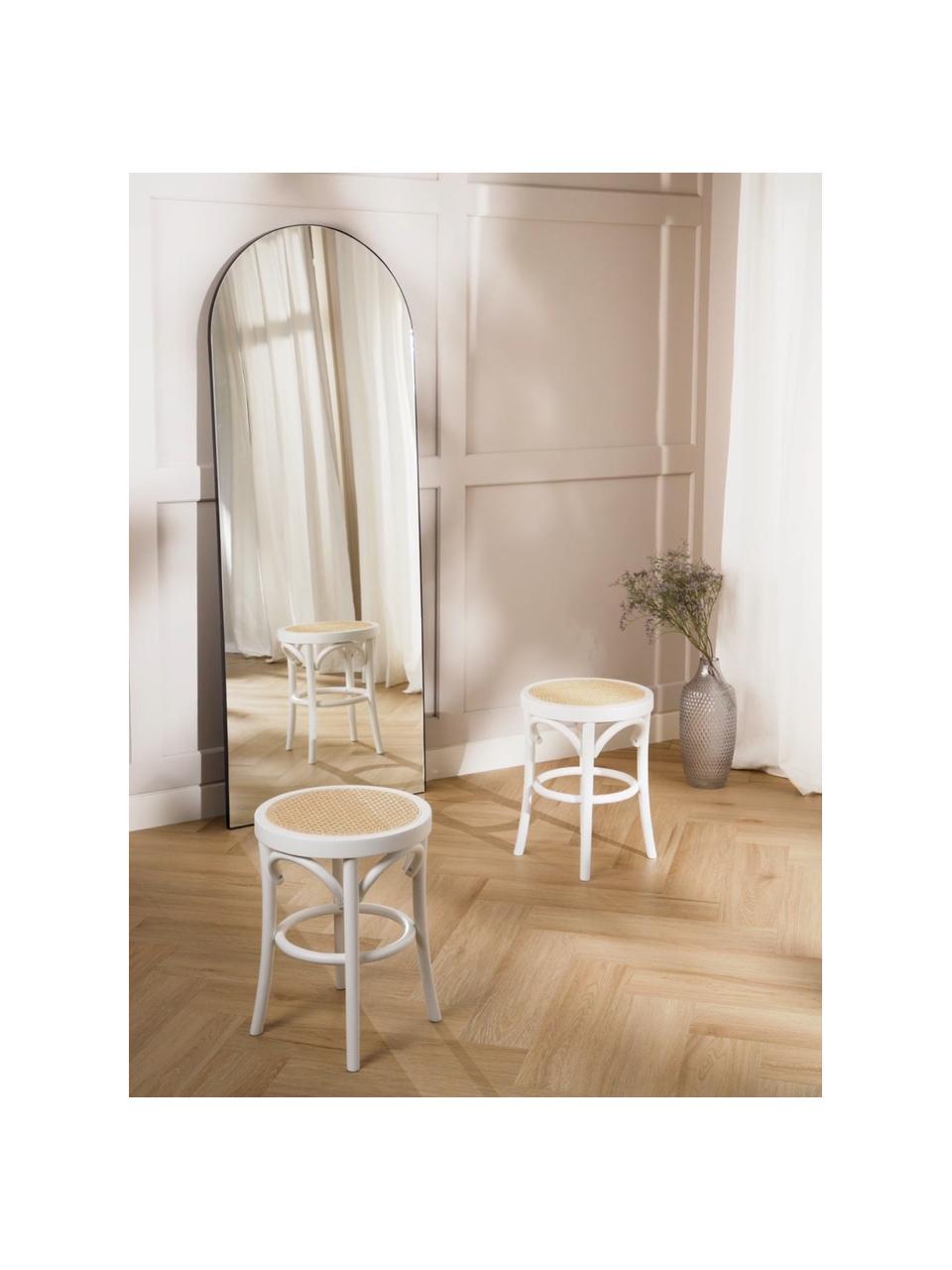 Sgabello con intreccio viennese Franz, Seduta: rattan, Struttura: legno di faggio massiccio, Bianco, Ø 36 x Alt. 45 cm