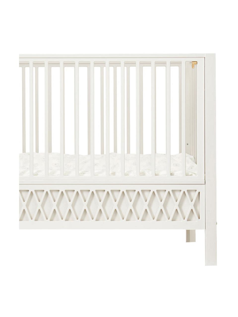 Babybed Harlequin, Berkenhout, vezelplaat met gemiddelde dichtheid (MDF), gelakt met VOC-vrije verf, FSC-gecertificeerd, Crèmewit, B 72 x L 132 cm