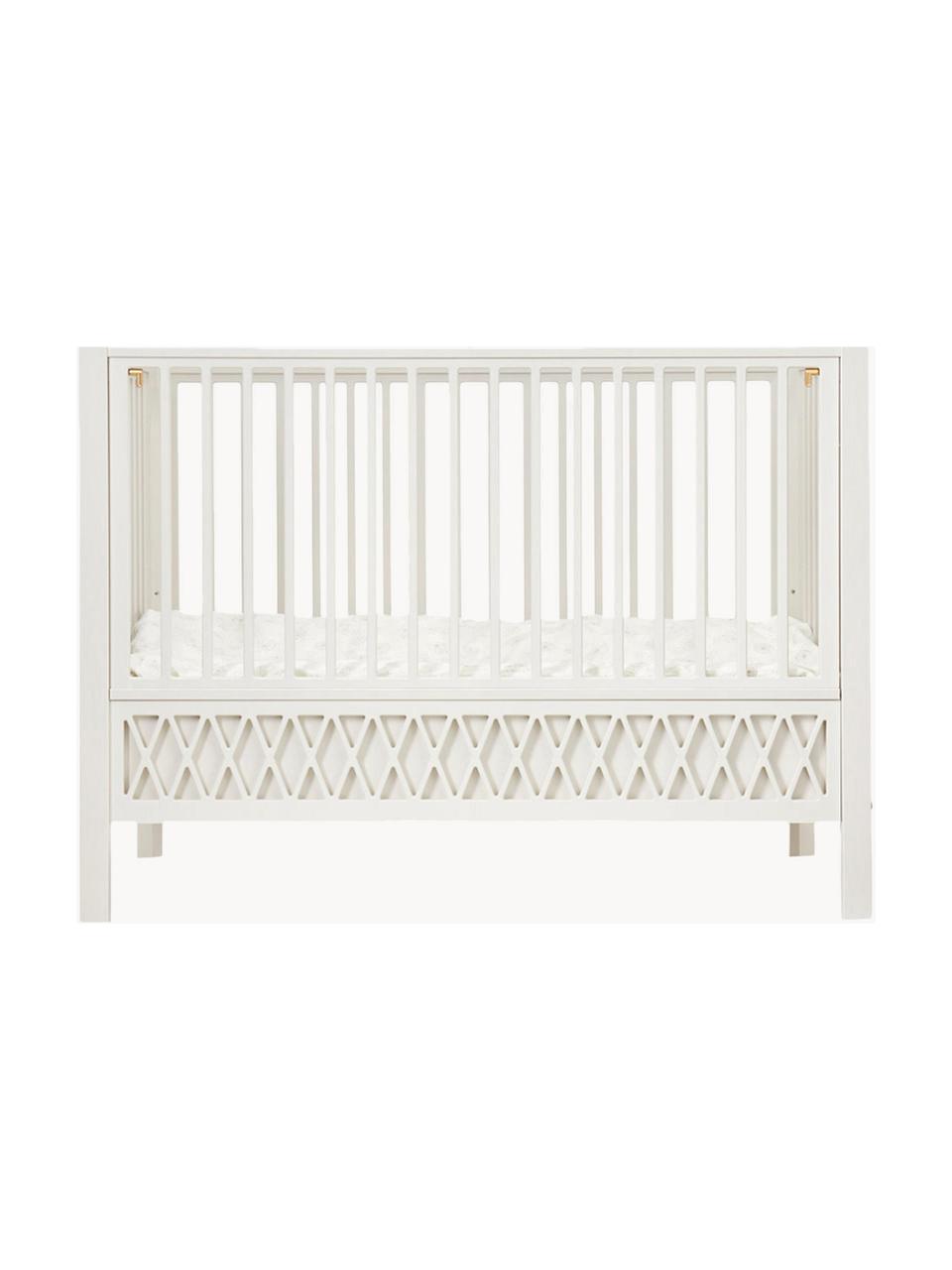 Babybed Harlequin, Berkenhout, vezelplaat met gemiddelde dichtheid (MDF), gelakt met VOC-vrije verf, FSC-gecertificeerd, Crèmewit, B 72 x L 132 cm