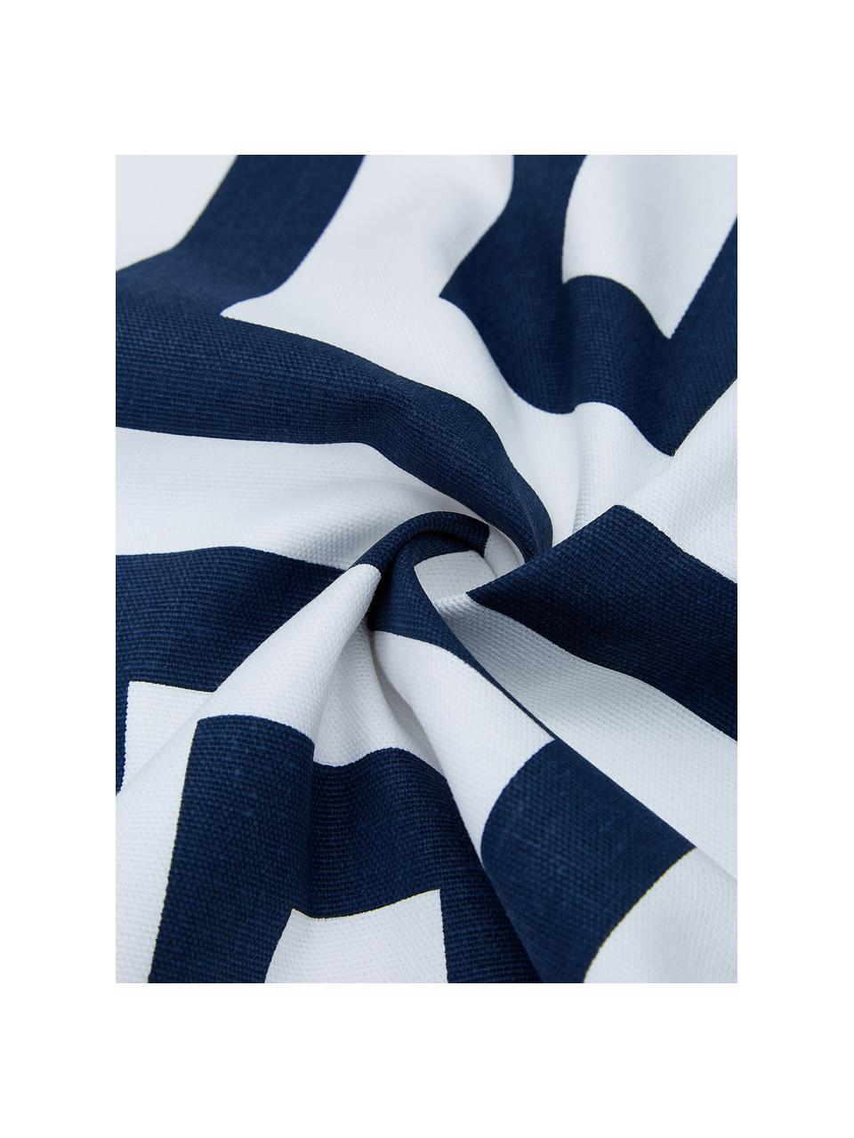 Funda de cojín estampada Bram, 100% algodón, Blanco, azul oscuro, An 45 x L 45 cm