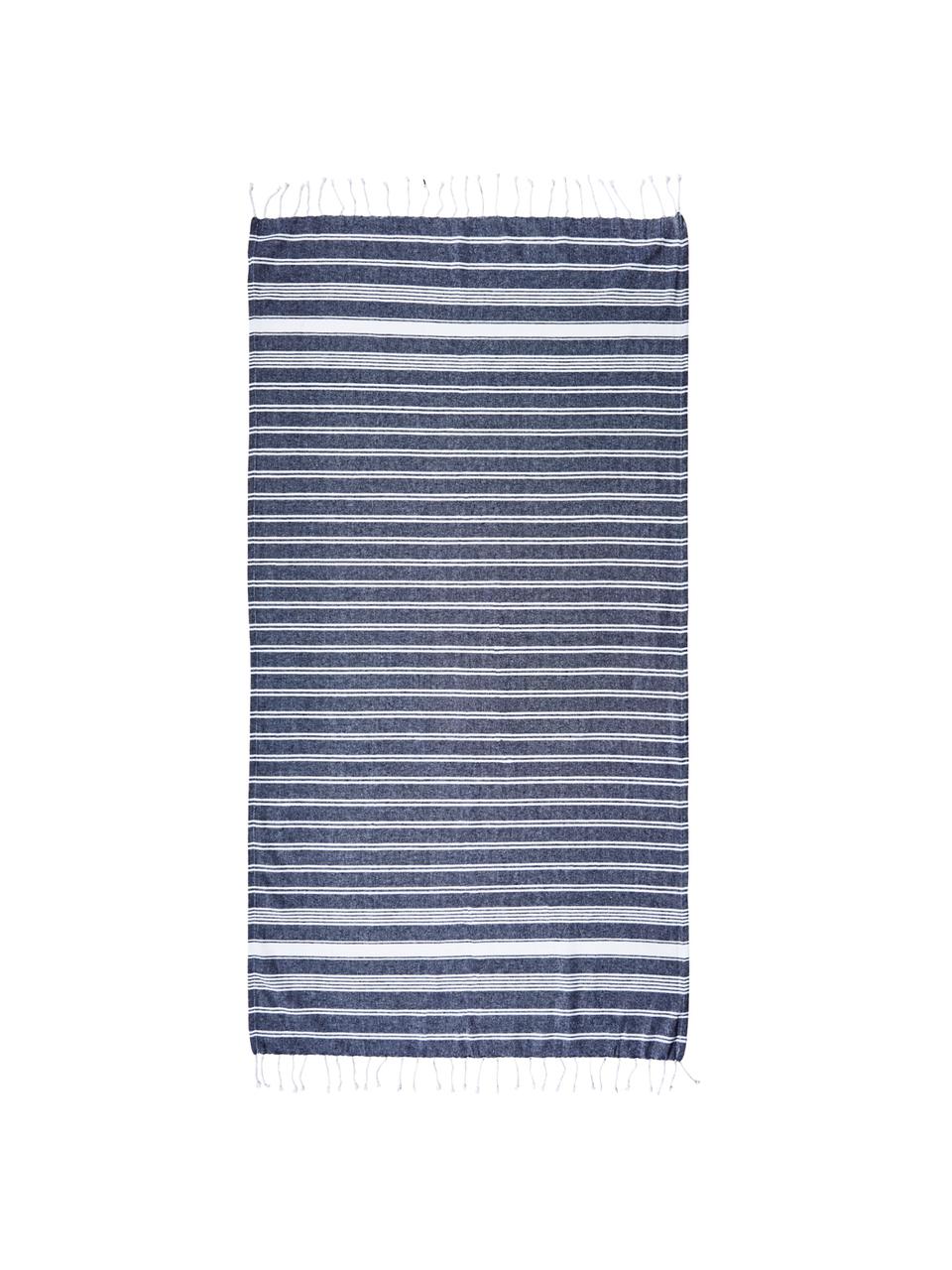 Telo mare Surfside, 100% cotone, Blu scuro, Larg. 90 x Lung. 170 cm