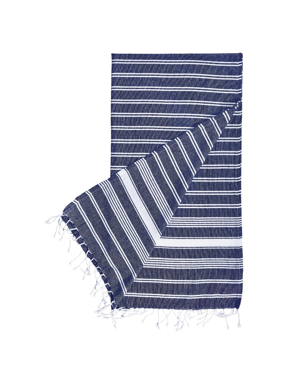 Telo mare Surfside, 100% cotone, Blu scuro, Larg. 90 x Lung. 170 cm