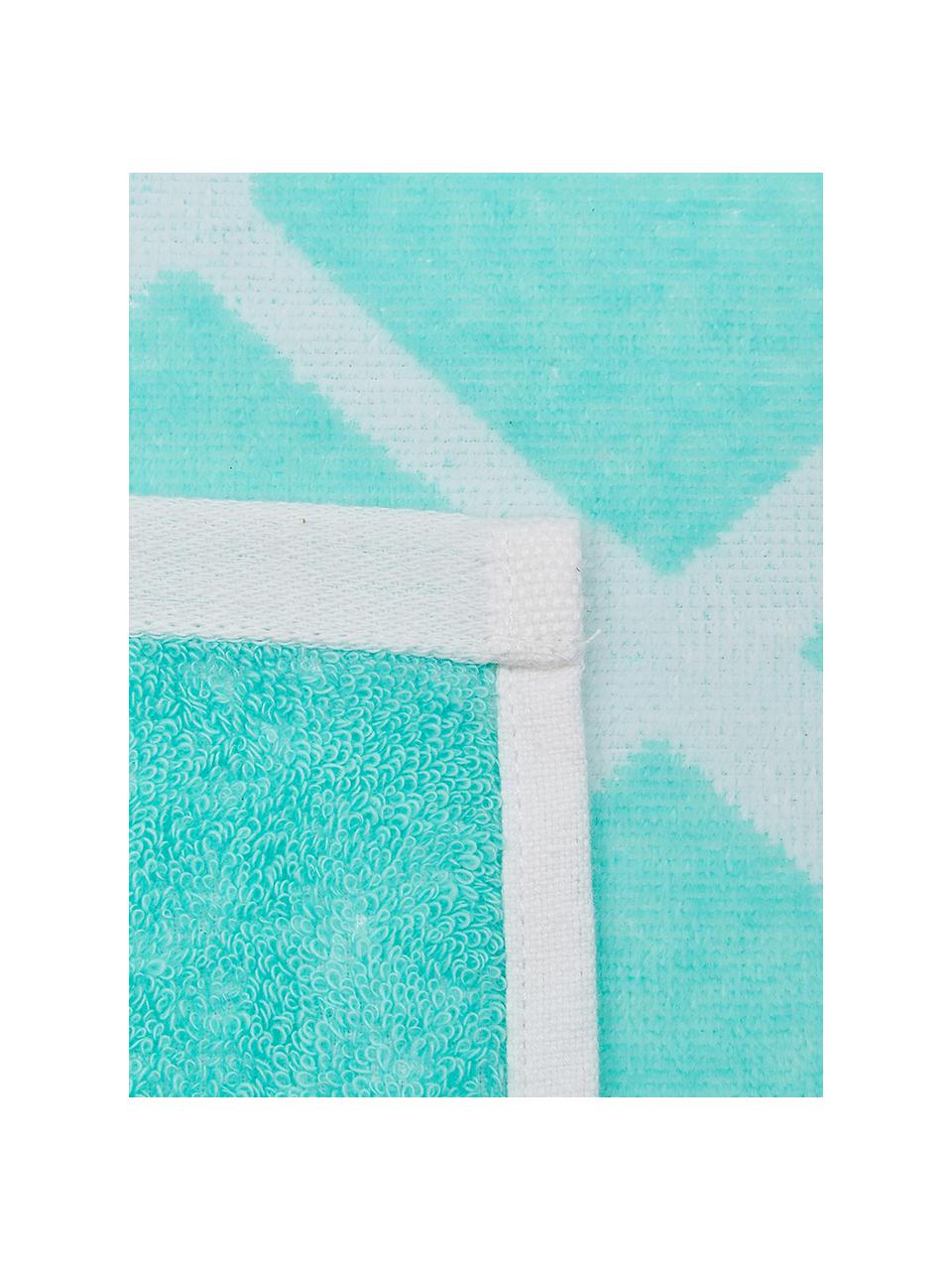 Serviette de plage à imprimé ananas Asan, Turquoise, blanc