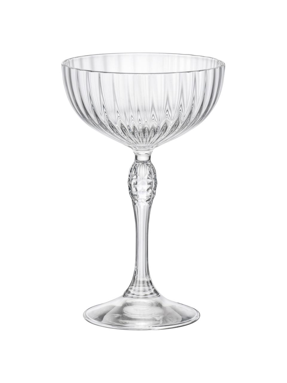 Cocktailglazen America's Cocktail met groefstructuur, 4 stuks, Glas, Transparant, Ø 9 cm x H 16 cm, 220 ml