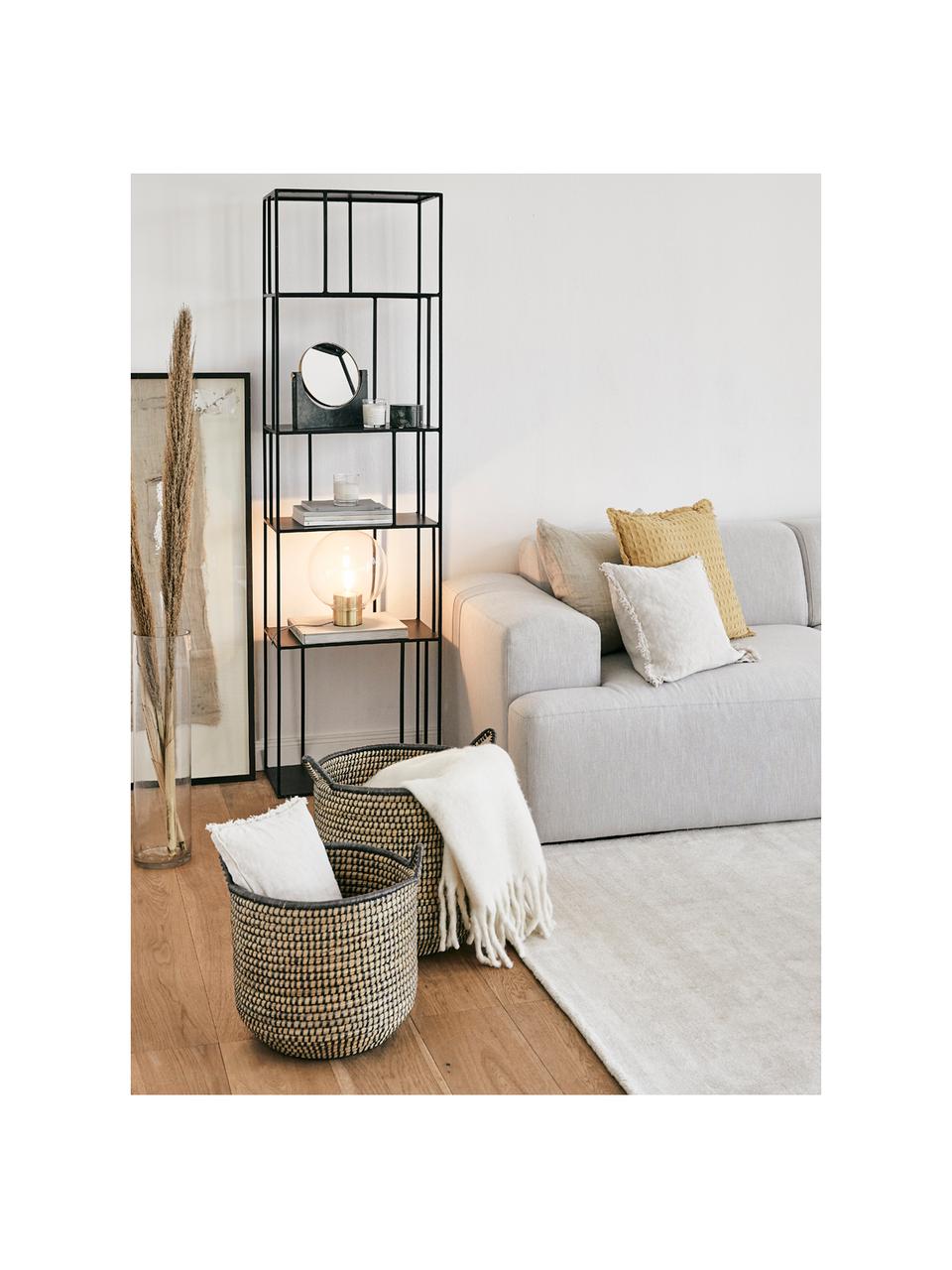 Opbergmanden Stormy, 3-delig, Zeegras, Beige, zwart, Set met verschillende formaten