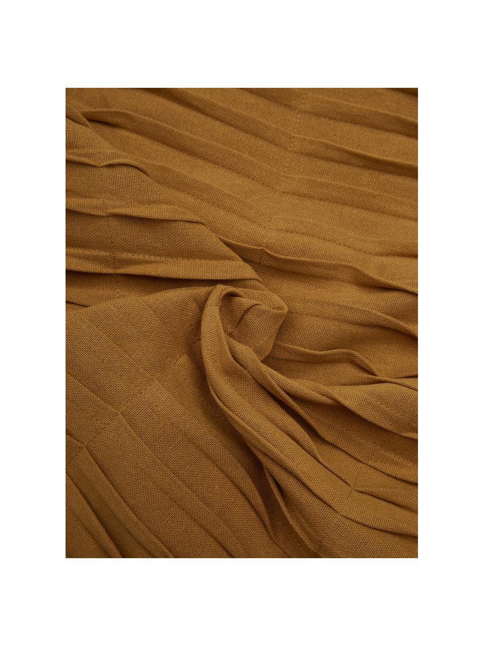 Baumwollkissen Pleated mit geraffter Oberfläche, mit Inlett, 100% Baumwolle, Ockerbraun, B 45 x L 45 cm