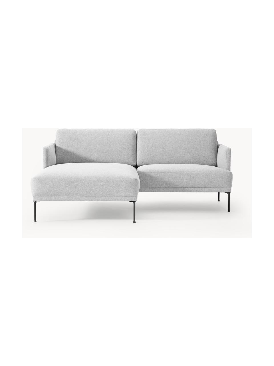 Kleines Ecksofa Fluente, Bezug: 100 % Polyester Der strap, Gestell: Massives Kiefernholz, Bir, Webstoff Hellgrau, B 198 x T 152 cm, Eckteil links