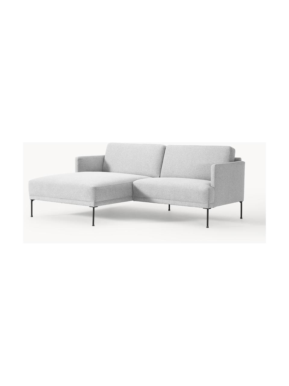 Kleines Ecksofa Fluente, Bezug: 100 % Polyester Der strap, Gestell: Massives Kiefernholz, Bir, Webstoff Hellgrau, B 198 x T 152 cm, Eckteil links