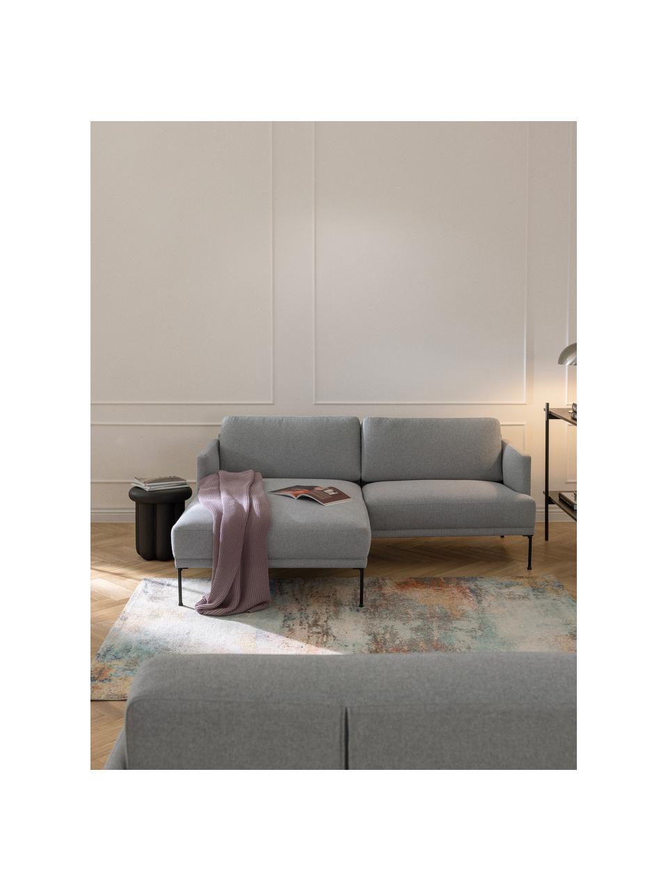 Kleines Ecksofa Fluente, Bezug: 100 % Polyester Der strap, Gestell: Massives Kiefernholz, Bir, Webstoff Hellgrau, B 198 x T 152 cm, Eckteil links