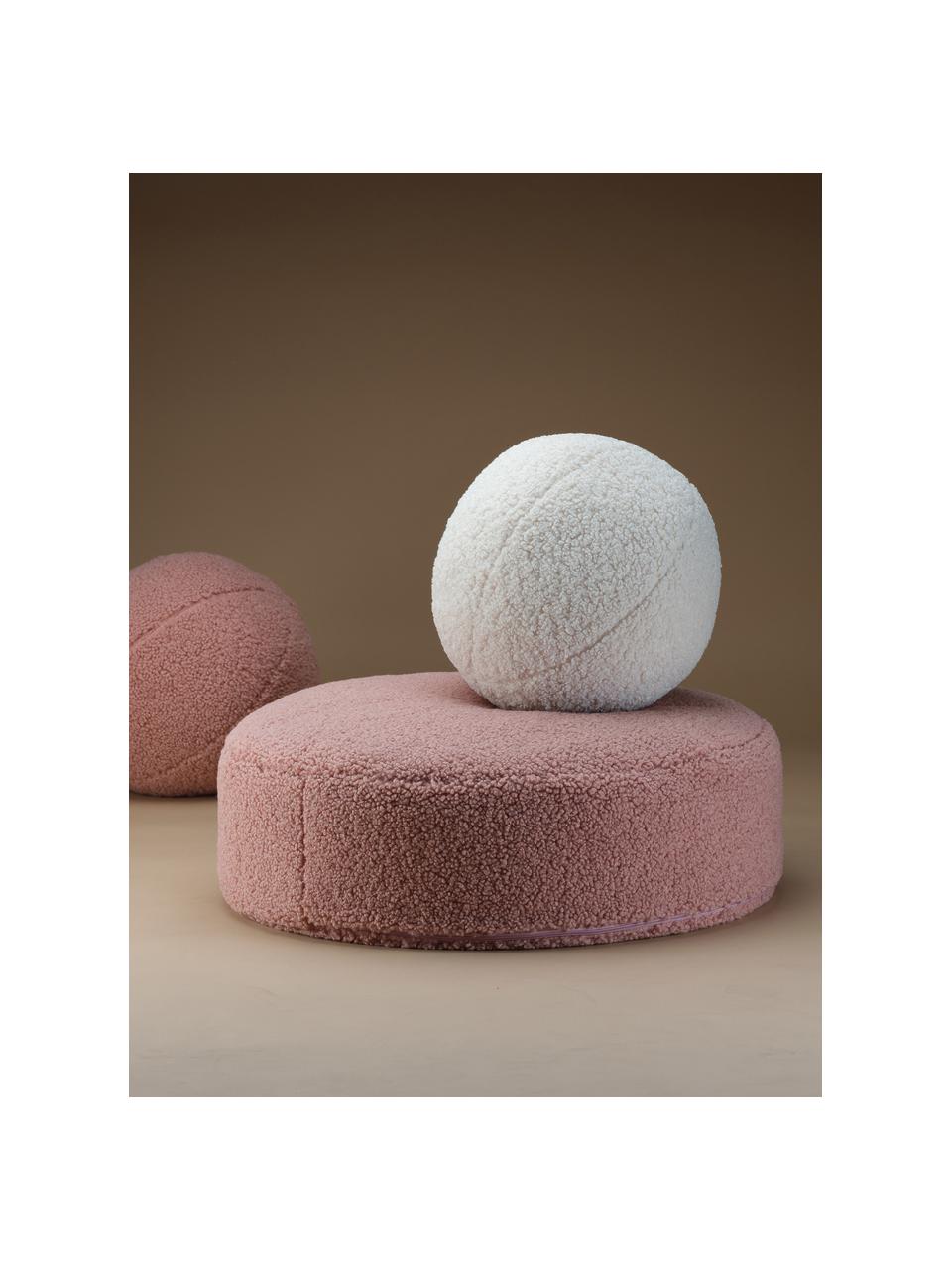 Pouf en peluche pour enfant Sugar, Ø 65 cm, Peluche rose pâle, Ø 65 x haut. 20 cm