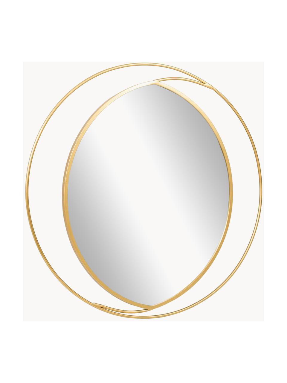Specchio ovale da parete con cornice in metallo dorato Anna, Cornice: metallo verniciato a polv, Retro: pannello di fibra a media, Superficie dello specchio: lastra di vetro, Dorato, Ø 91 cm