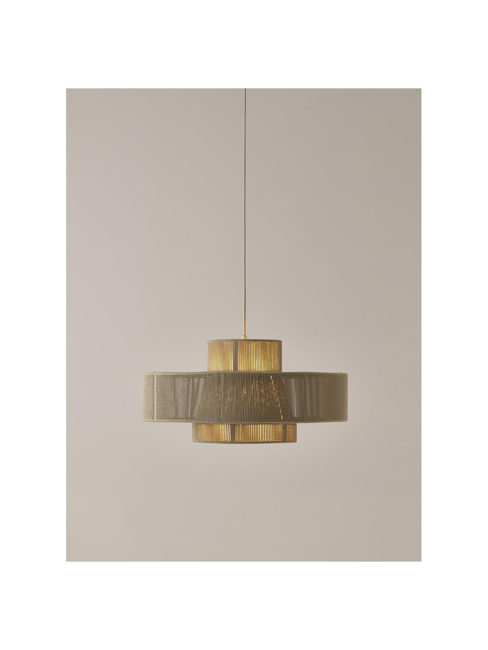 Lámpara de techo grande de lino Lace, Anclaje: metal, con pintura en pol, Pantalla: cuerda, metal, Cable: cubierto en tela, Beige, Ø 50 x Al 25 cm
