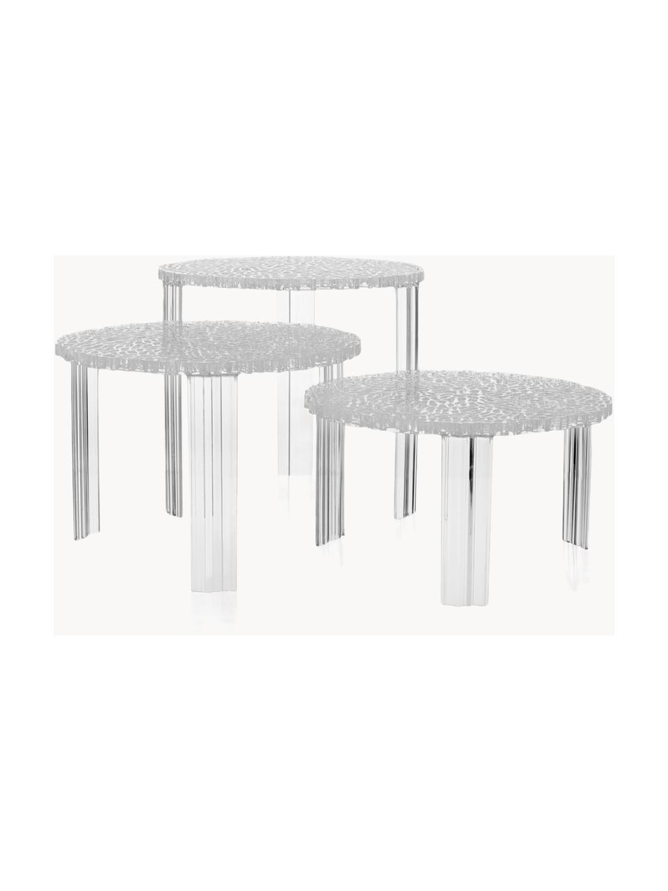 Ogrodowy stolik kawowy T-Table, W 36 cm, Szkło akrylowe, Transparentny, Średnica: 50 cm