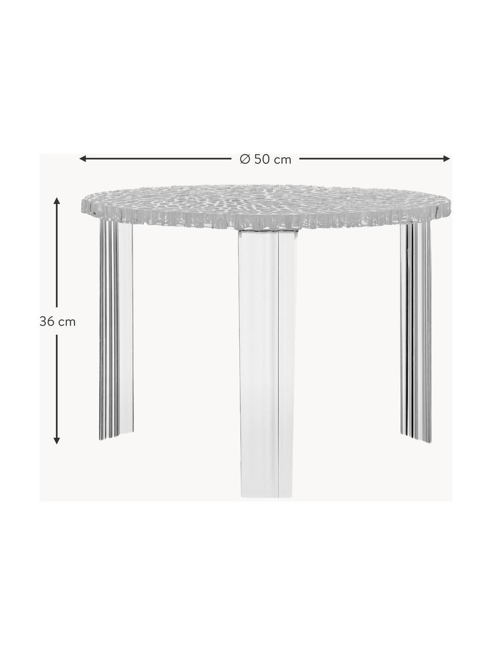 Kulatý interiérový/exteriérový konferenční stolek T-Table, V 36 cm, Akrylátové sklo, Transparentní, Ø 50 cm