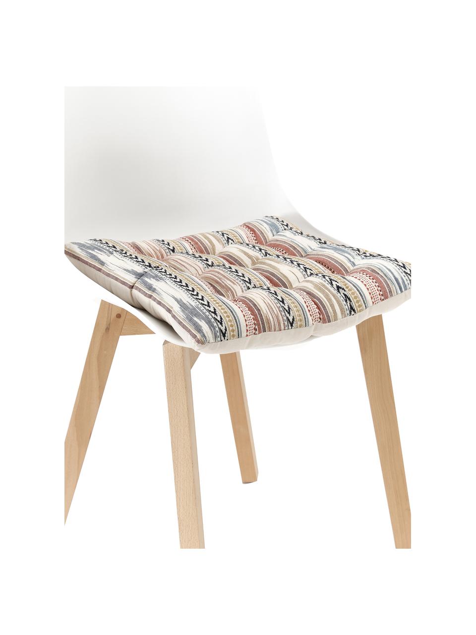 Coussin de chaise en coton 40x40 ethnique Maja, Beige, multicolore, larg. 40 x long. 40 cm