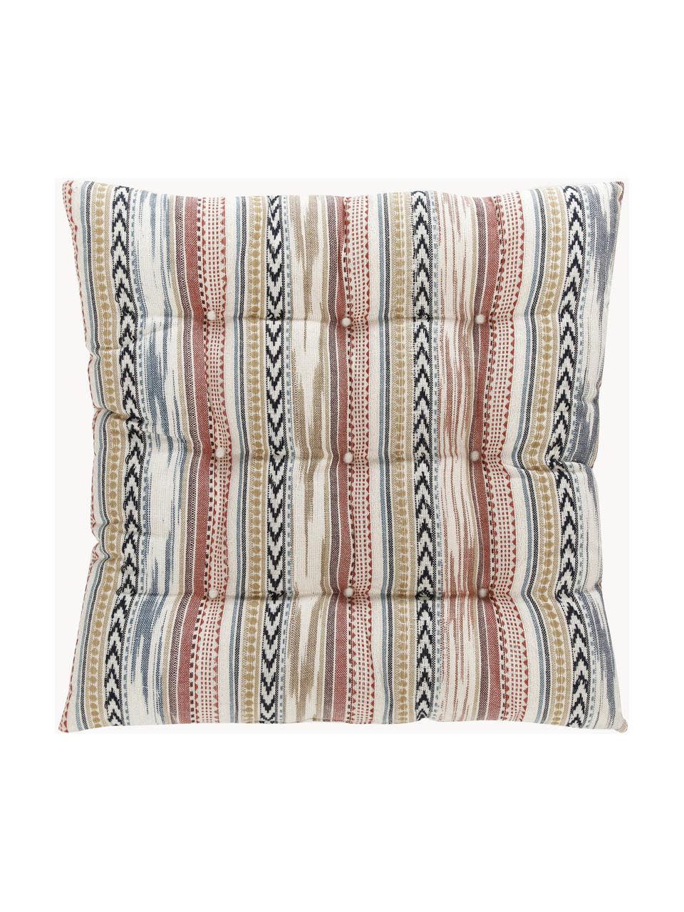 Cuscino sedia in cotone in stile etnico Maja, Rivestimento: 100% cotone, Beige, multicolore, Larg. 40 x Lung. 40 cm