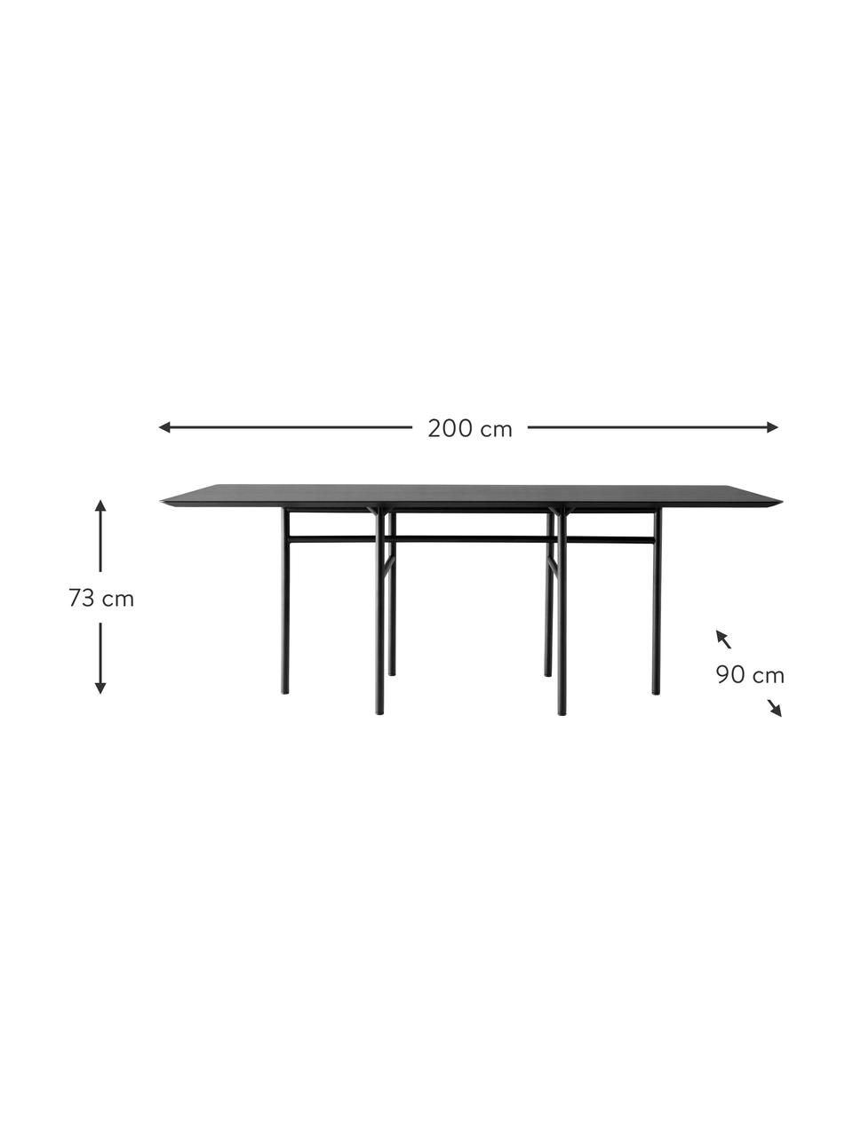 Esstisch Snaregade, 200 x 90 cm, Tischplatte: Eichenholzfurnier, lackie, Gestell: Metall, pulverbeschichtet, Schwarz, B 200 x T 90 cm