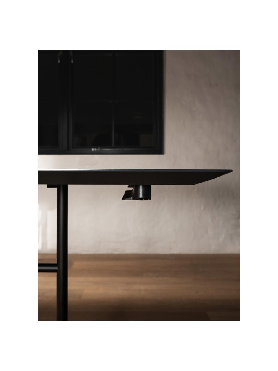 Eettafel Snaregade, 200 x 90 cm, Tafelblad: gelakt eikenhoutfineer, Frame: gepoedercoat metaal, Hout, antraciet gecoat, zwart, B 200 x D 90 cm