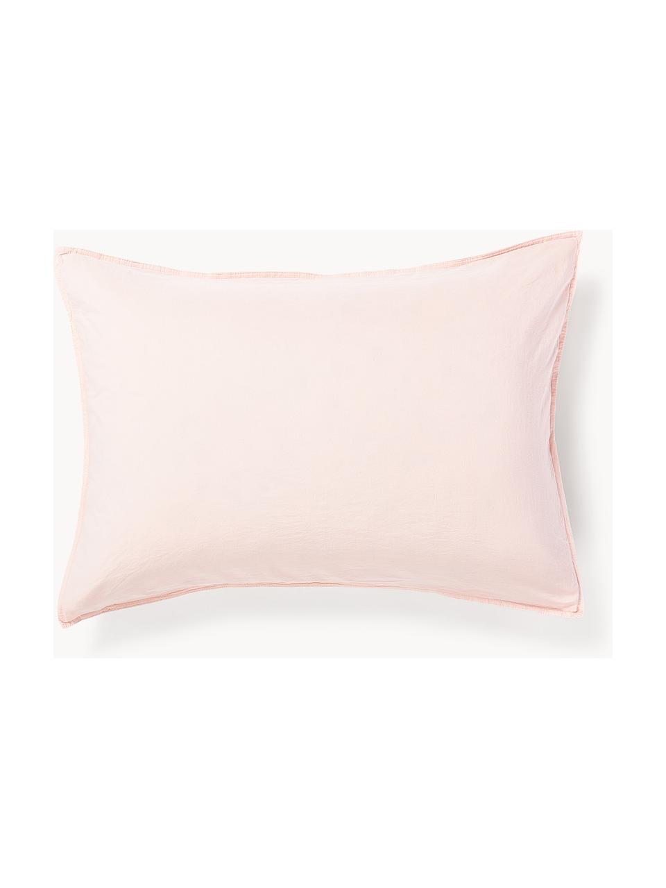 Funda de almohada de percal lavado Debbie, Rosa claro, An 45 x L 110 cm