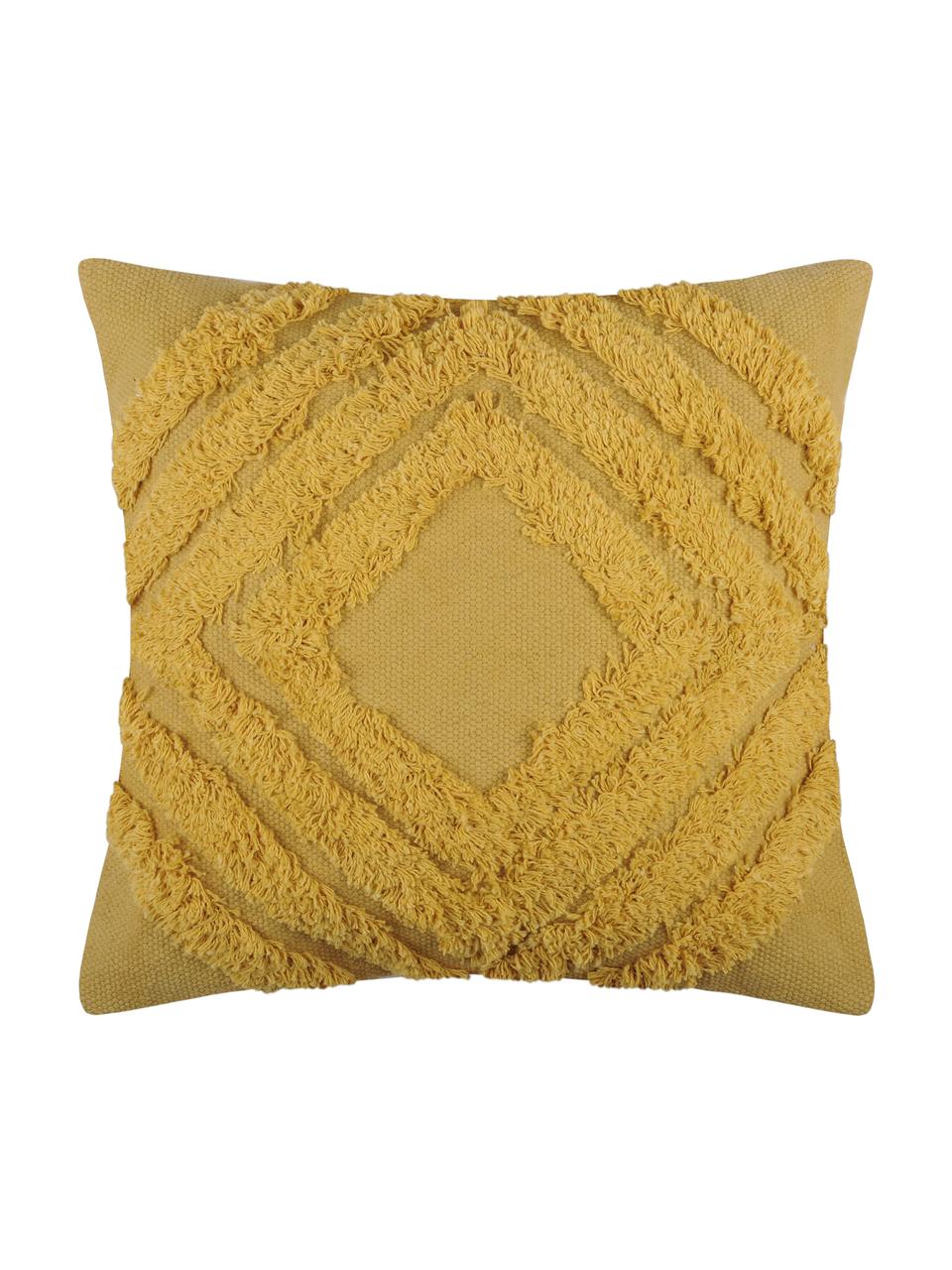 Cojín Greenmood, estilo boho, con relleno, Funda: 100% algodón, Amarillo, An 40 x L 40 cm