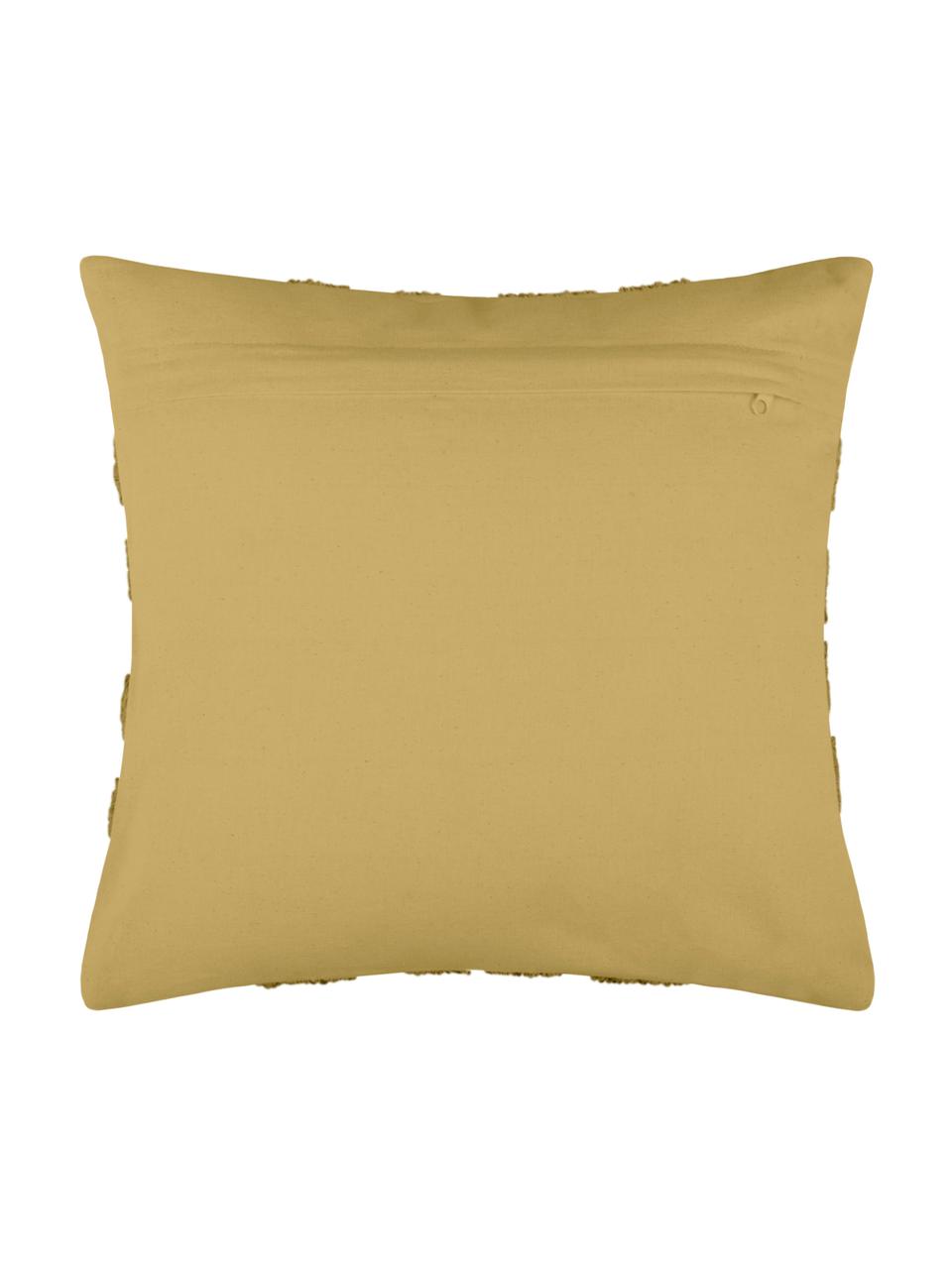 Gelbes Kissen Mona mit getufteter Verzierung, mit Inlett, Bezug: 100% Baumwolle, Senfgelb, 40 x 40 cm