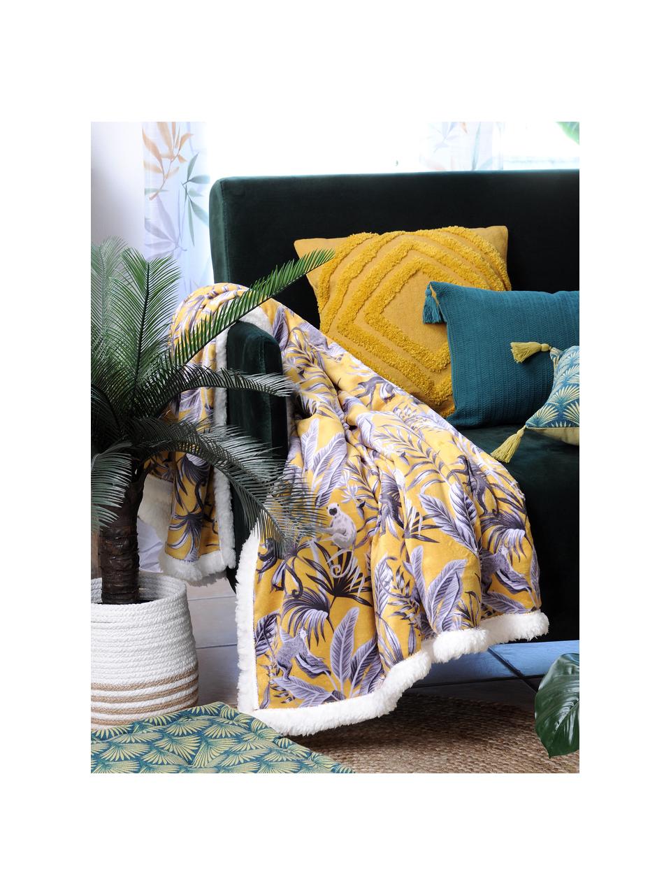 Gelbes Kissen Mona mit getufteter Verzierung, mit Inlett, Bezug: 100% Baumwolle, Senfgelb, 40 x 40 cm