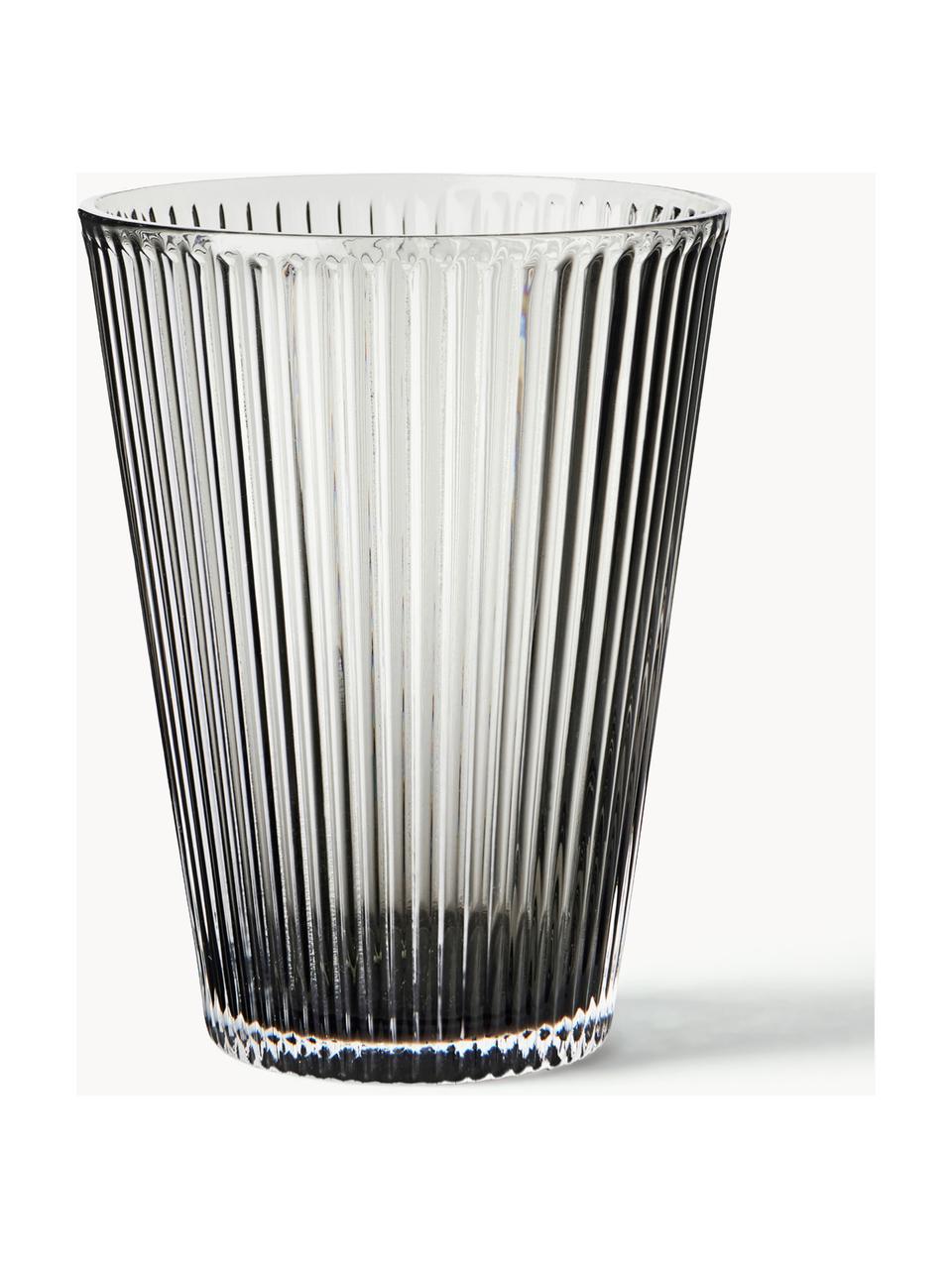 Vasos de agua soplados artesanalmente Grand Cru, 4 unid., Vidrio, Gris transparente, Ø 9 x Al 12 cm, 360 ml