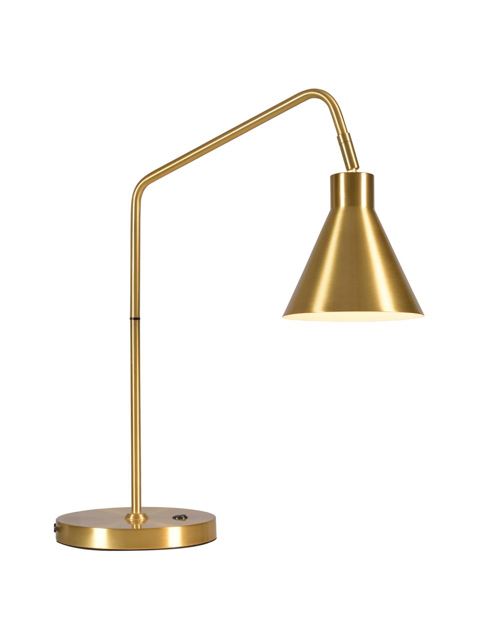 Große Schreibtischlampe Lyon in Gold, Lampenschirm: Metall, beschichtet, gebü, Lampenfuß: Metall, beschichtet, gebü, Goldfarben, 55 x 54 cm