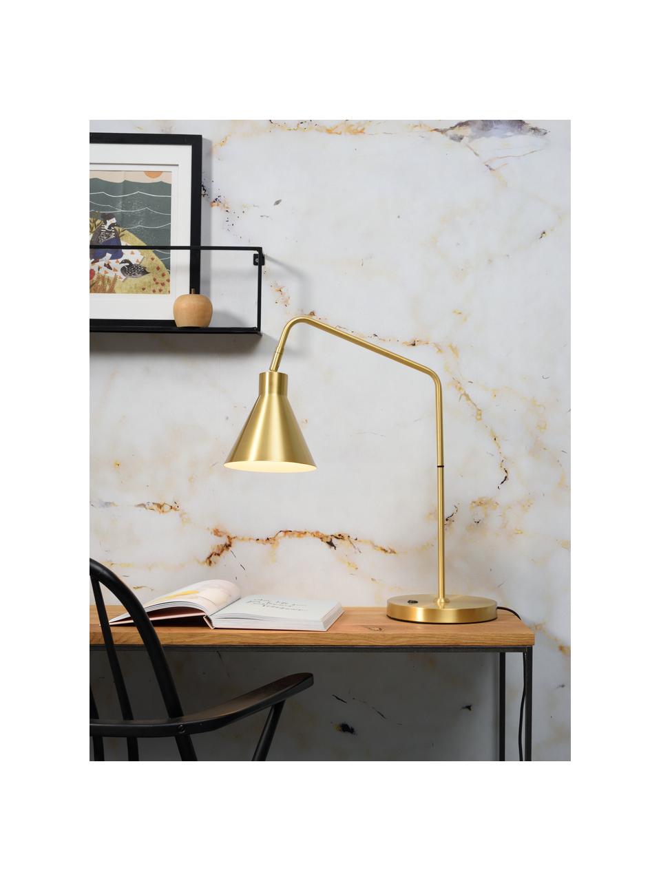 Lámpara de escritorio grande Lyon, Pantalla: metal recubierto cepillad, Cable: cubierto en tela, Dorado, An 55 x Al 54 cm
