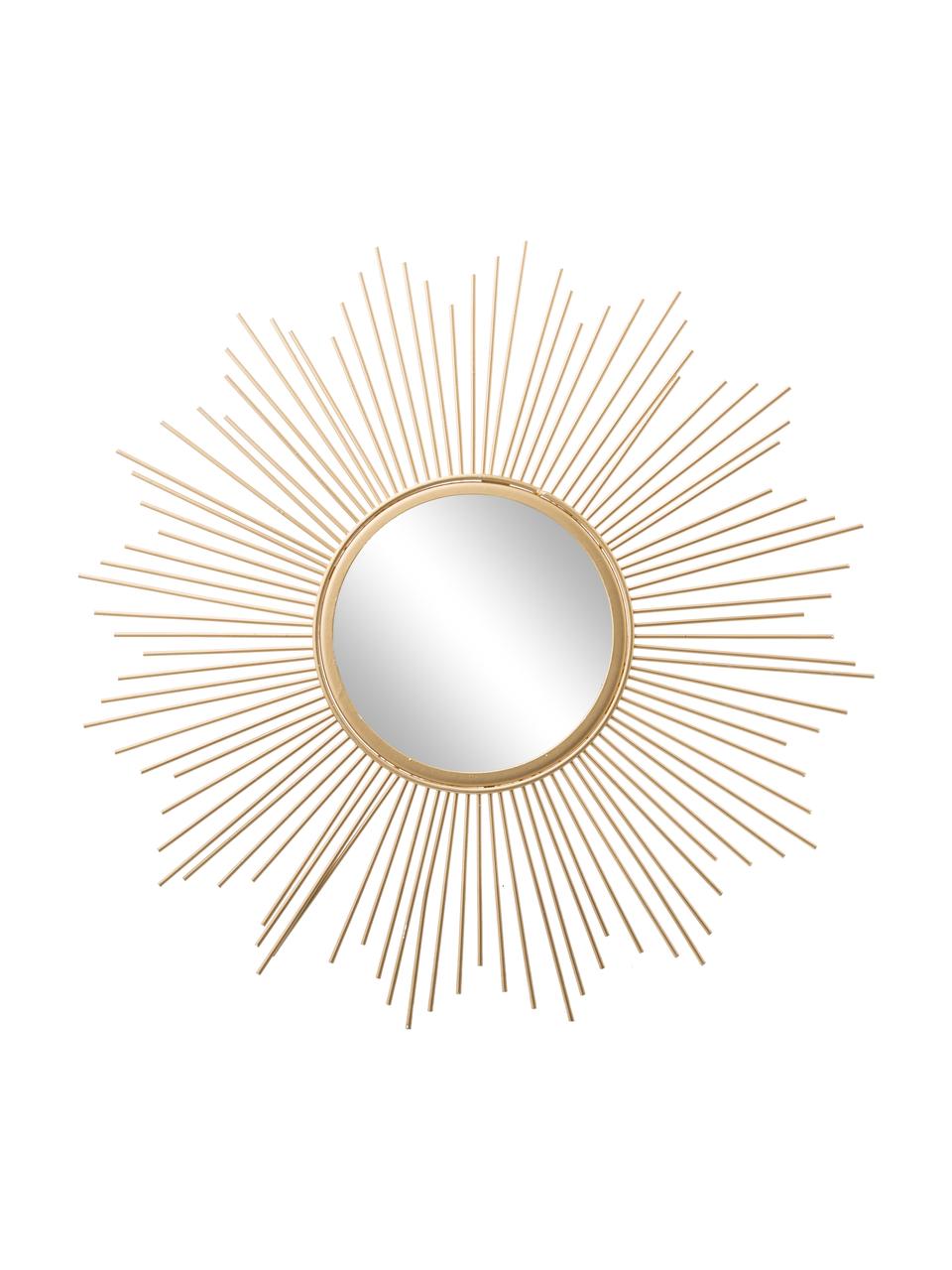 Specchio decorativo con cornice in metallo dorato Brooklyn, Cornice: metallo rivestito, Superficie dello specchio: lastra di vetro, Dorato, Ø 50 cm x Prof. 2 cm