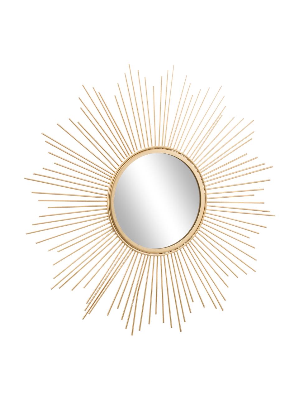 Decoratieve spiegel Brooklyn met goudkleurige metalen lijst, Lijst: gecoat metaal, Goudkleurig, Ø 50 x D 2 cm