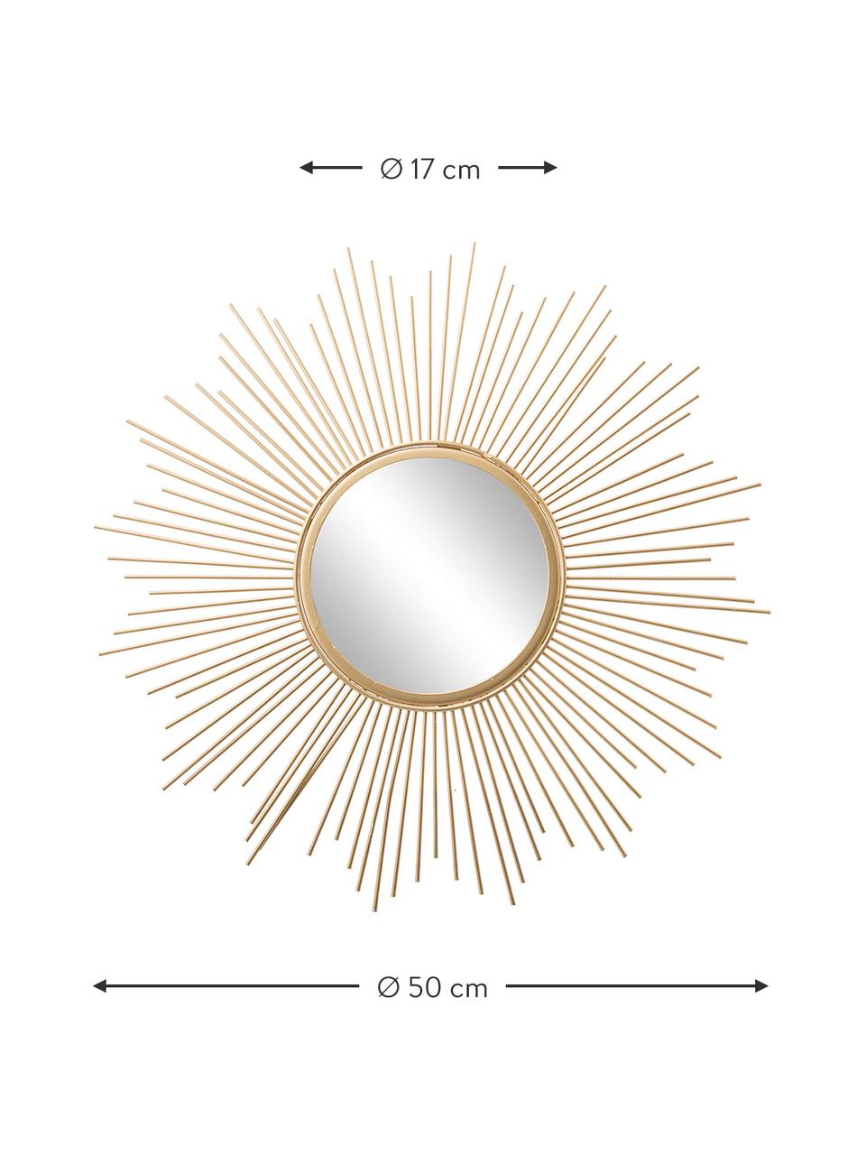 Dekospiegel Brooklyn mit goldenem Metallrahmen, Rahmen: Metall, beschichtet, Spiegelfläche: Spiegelglas, Goldfarben, Ø 50 x T 2 cm