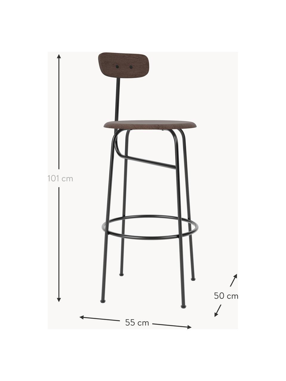 Barová židle z kovu a dřeva Afteroom, Tmavé dřevo, černá, Š 50 cm, V 101 cm