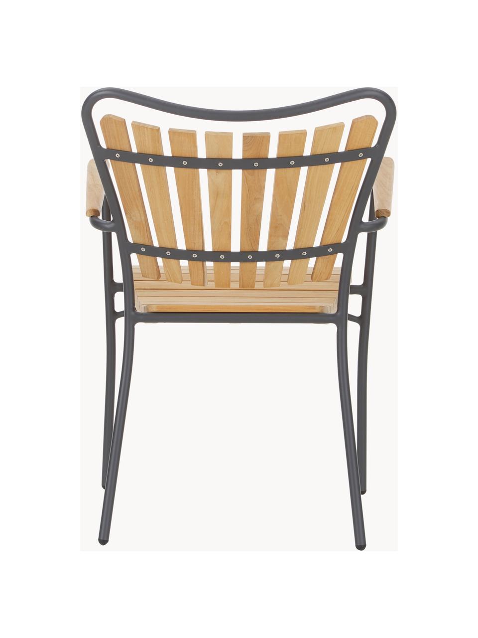 Zahradní židle ze dřeva Hard & Ellen, Teakové dřevo, antracitová, Š 56 cm, V 78 cm