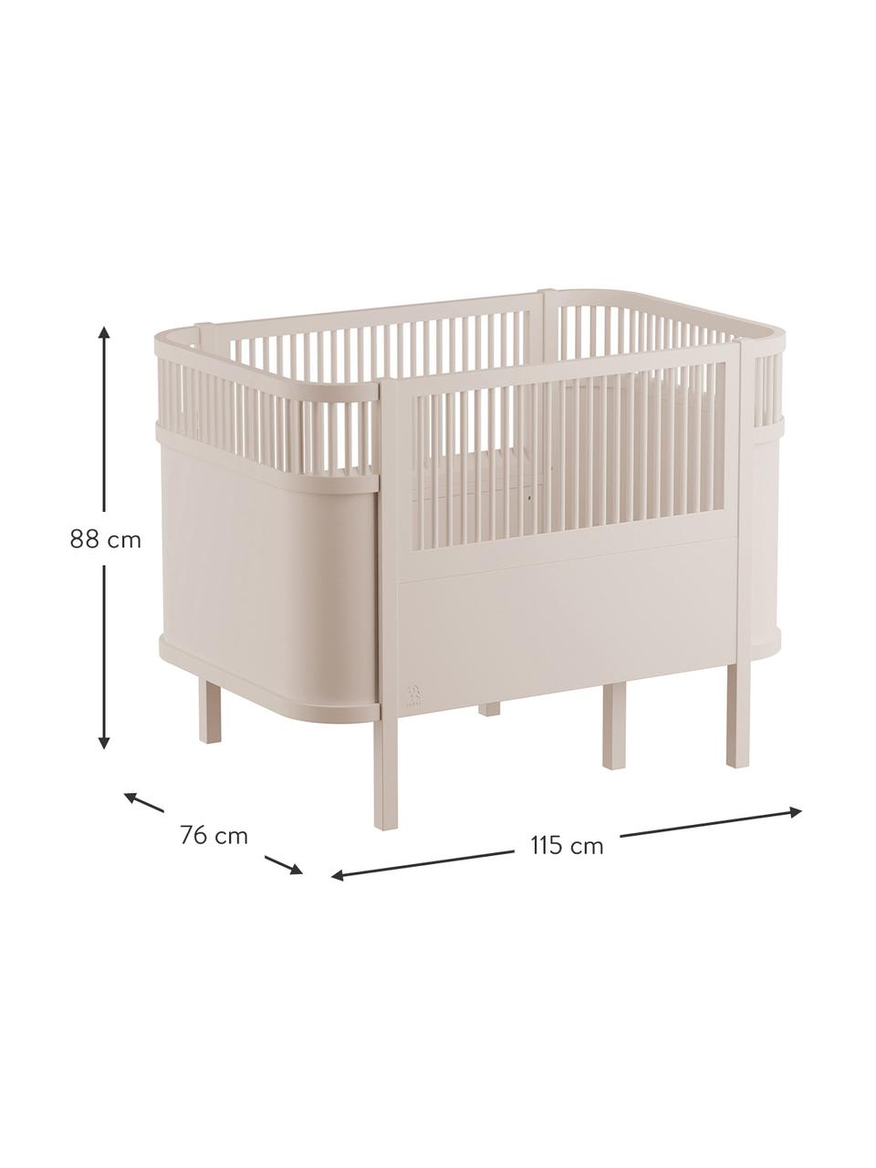 Baby-Bett Junior, Birkenholz, lackiert, Beige, 115 x 88 cm